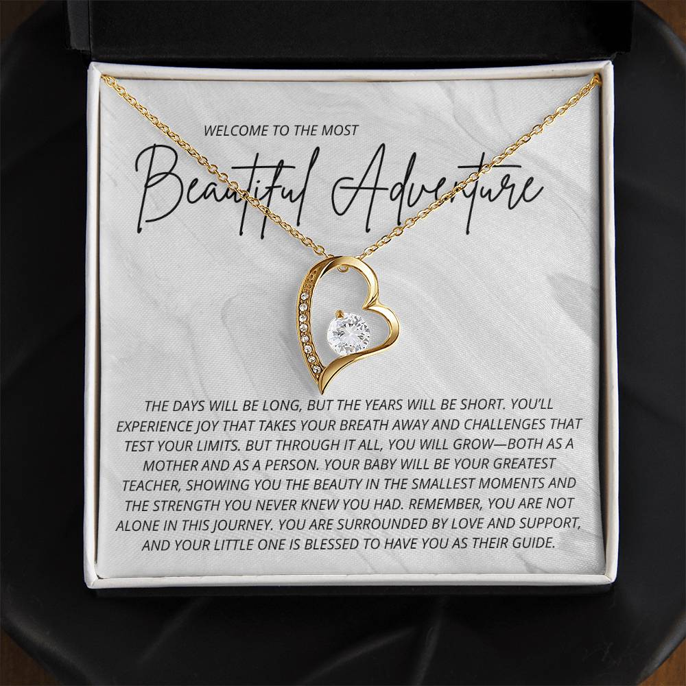 New Mom Necklace Gift  | Heart Necklace with Inspirational Message for First-Time Moms