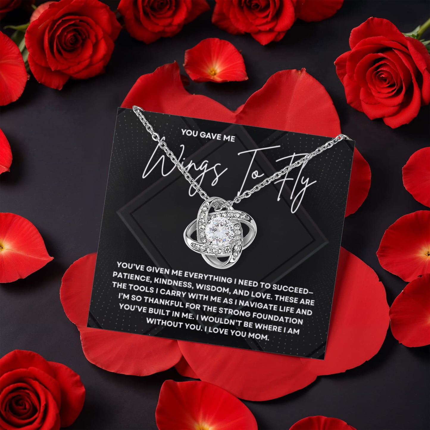 You Gave Me Wings To Fly  Necklace - Rotating Rose Box