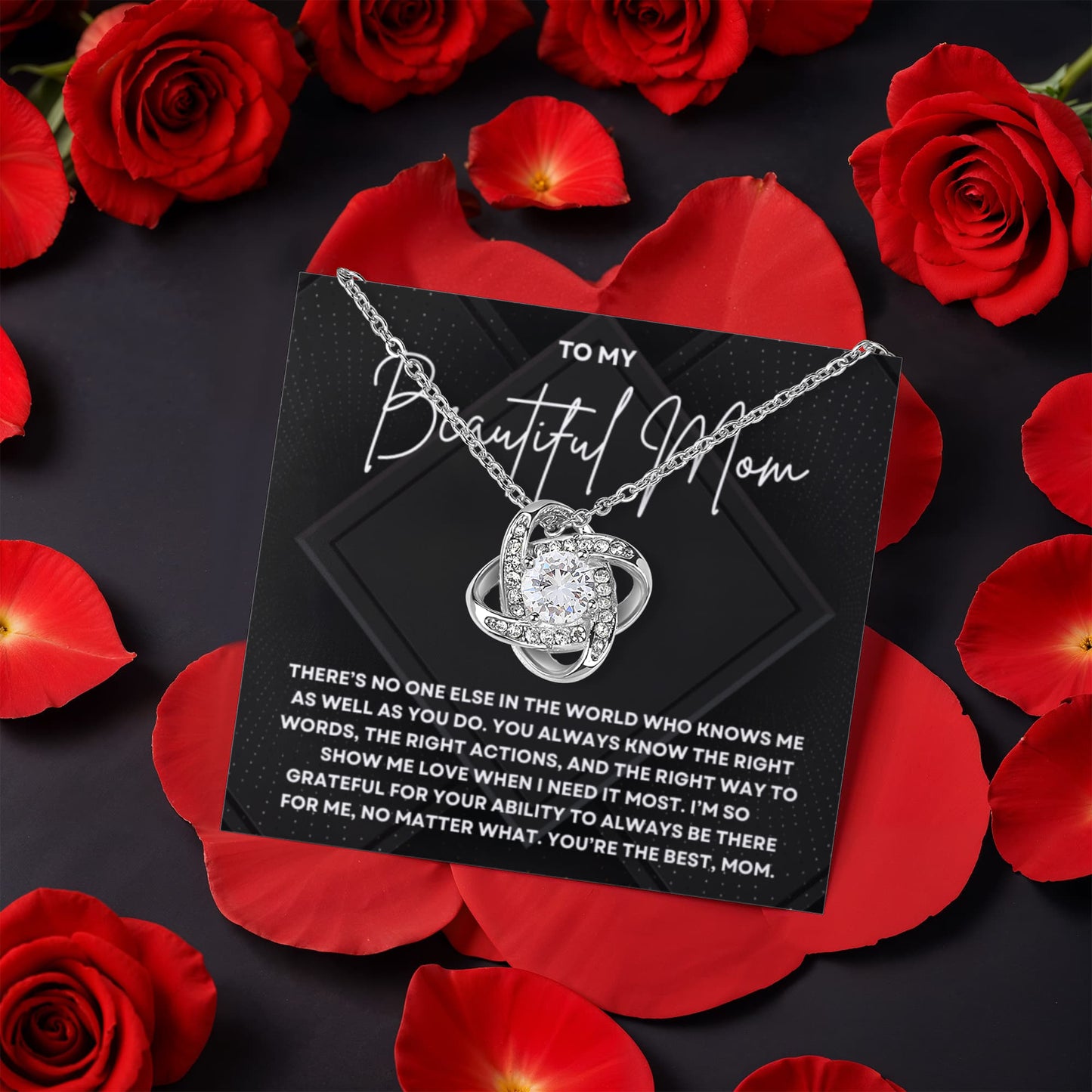 To My Beautiful Mom Necklace - Rotating Rose Gift Box