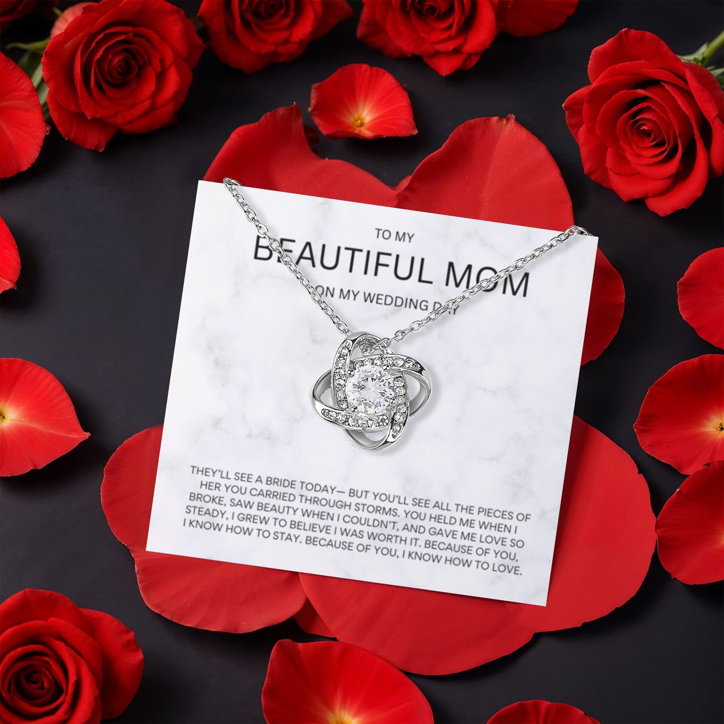 Emotional Wedding Day Gift for Mom | Love Knot Necklace from Bride