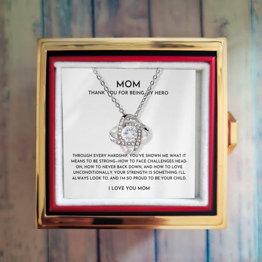 Mom, Thank You For Being My Hero  - Love Knot Necklace