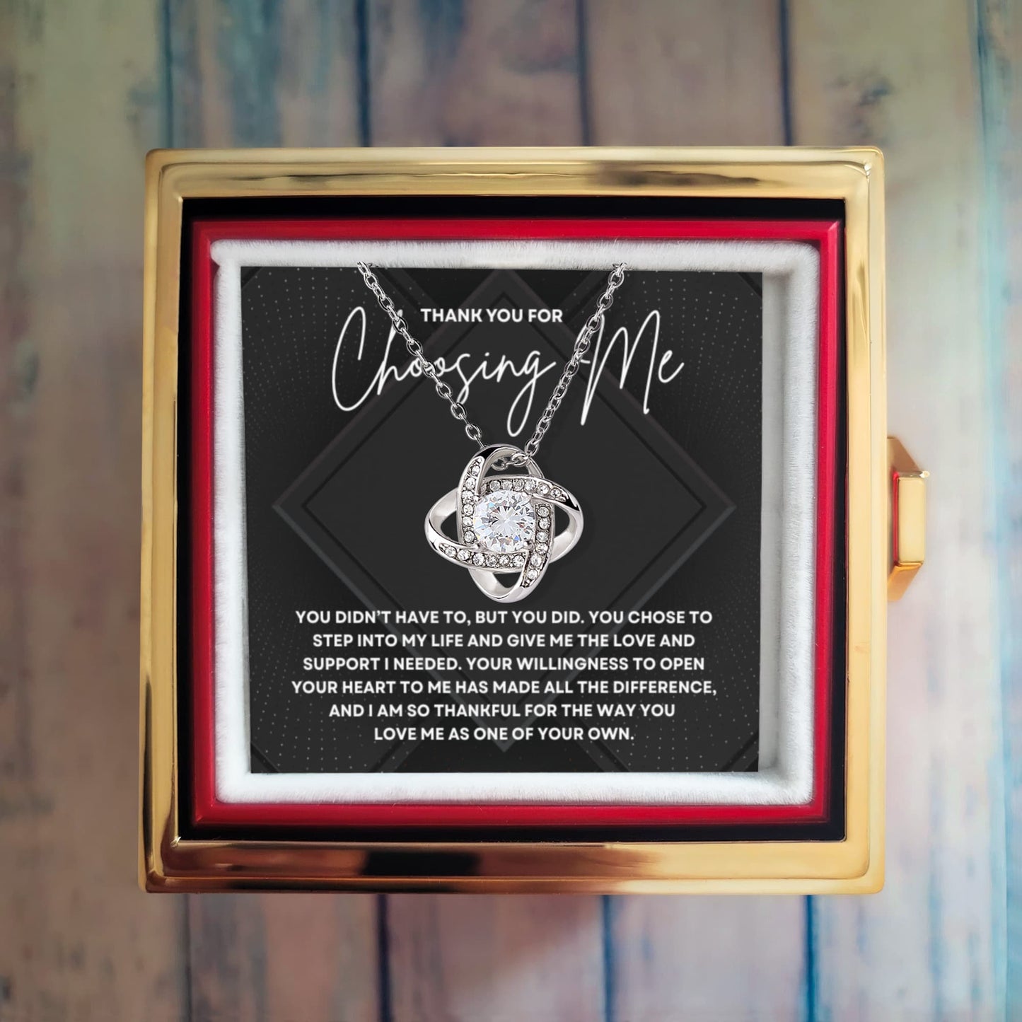 Thank You For Choosing  Necklace- Rotating Rose Box
