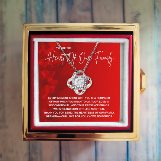 You're The Heart Of Our Family Necklace- Rotating Rose Box