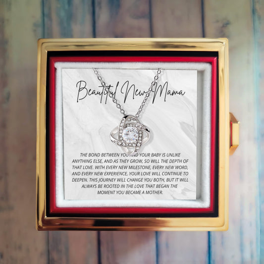 Beautiful New Mama Necklace- Rotating Rose Box