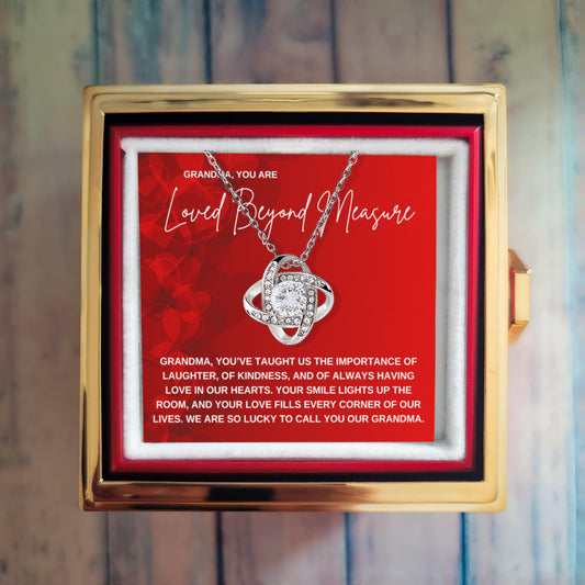 Grandma, You Are Loved Beyond Measure Necklace- Rotating Rose Box
