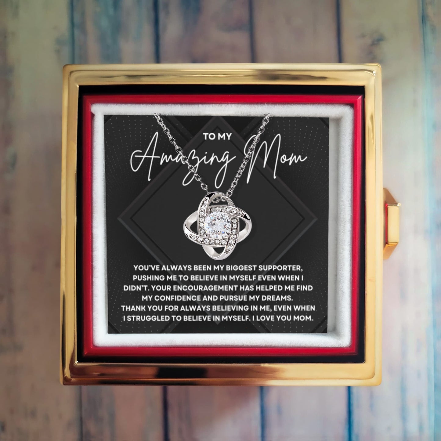 To My Amazing Mom Necklace - Rotating Rose Gift Box