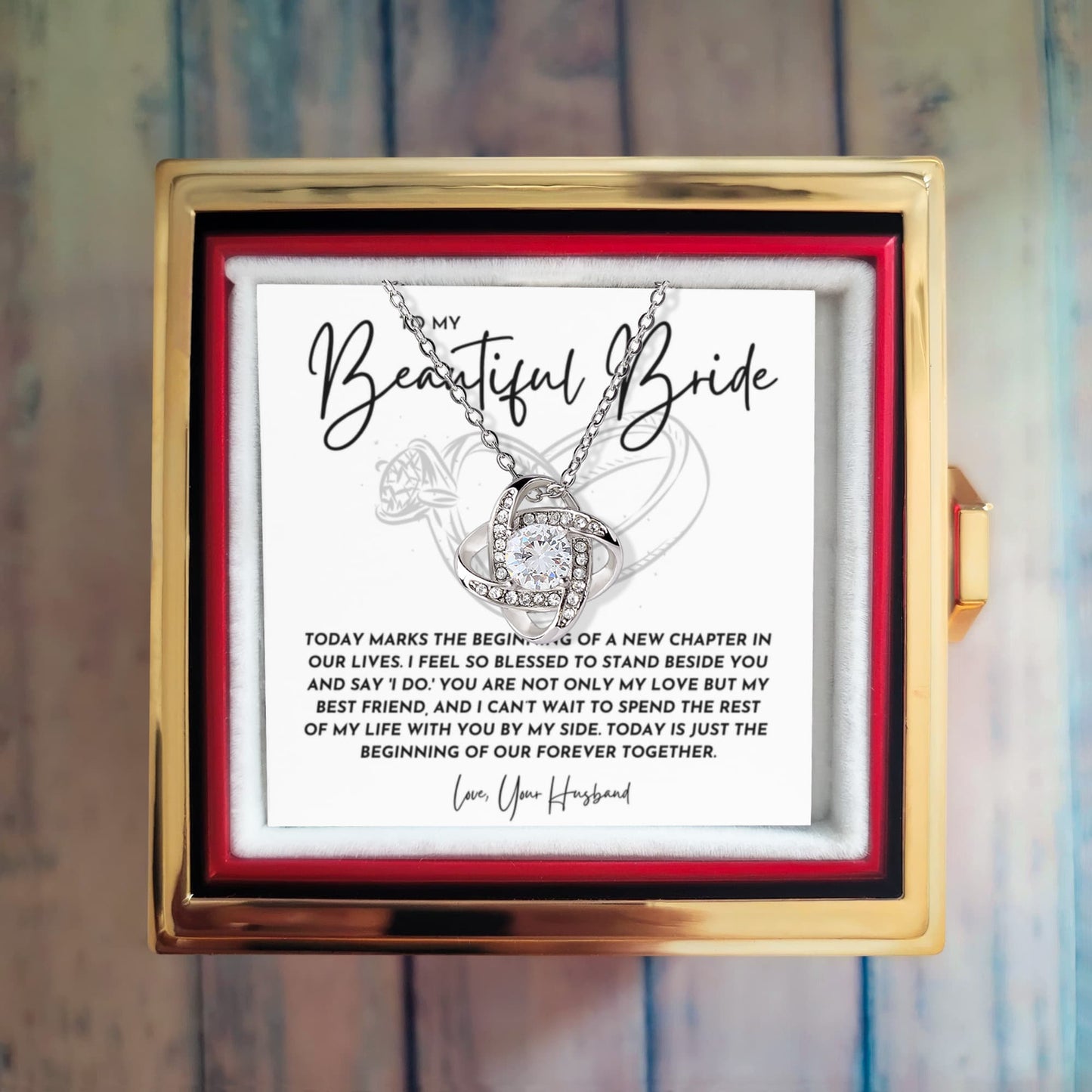 To My Bride Necklace from Groom | Wedding Day Gift with Message Card