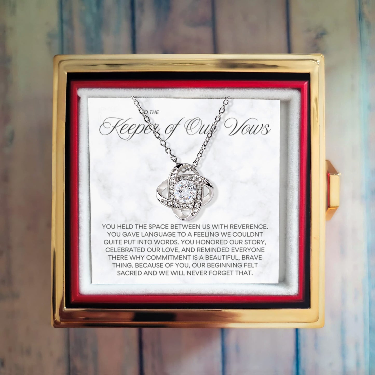 Keeper of Our Vows Necklace Officiant Gift | Sacred Wedding Day Thank You