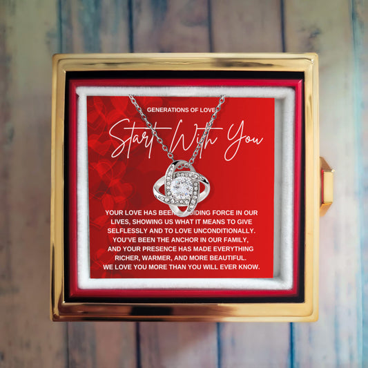 Generations Of Love Start With You Necklace - Rotating Rose Box