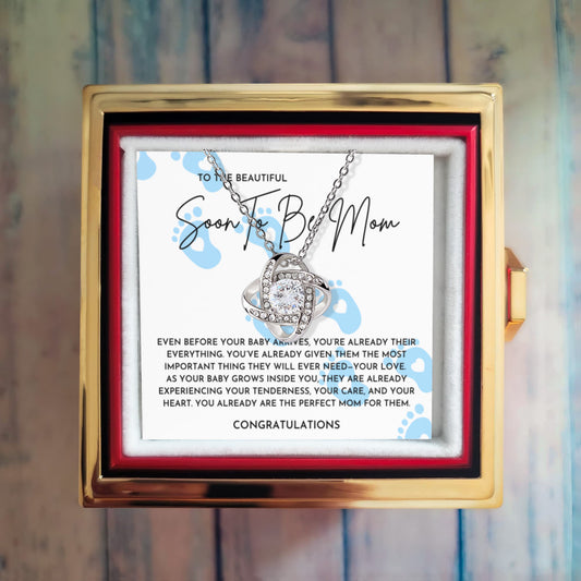 To The Beautiful Soon To Be Mom Necklace- Rotating Rose Box