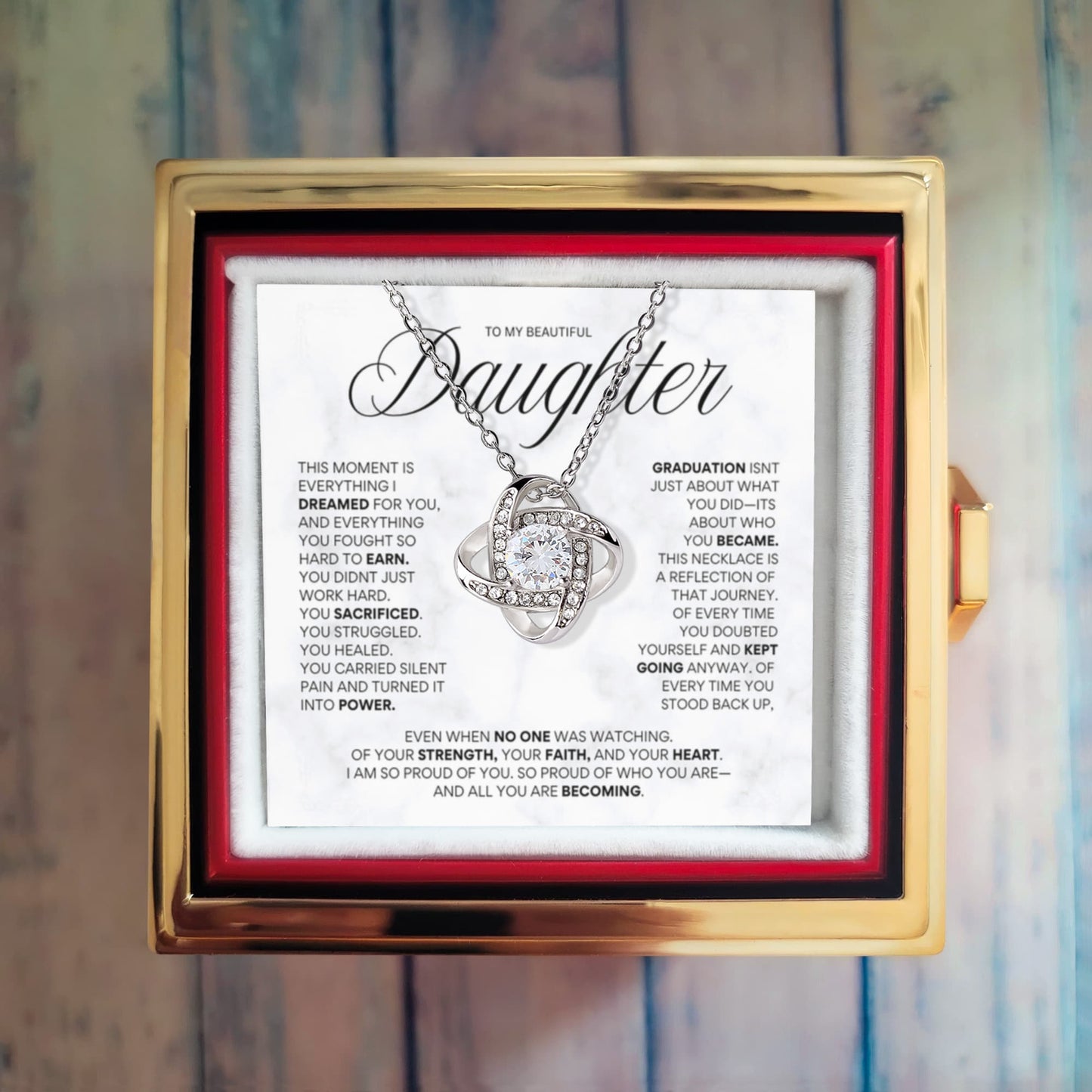 To My Daughter Graduation Necklace | Empowering Gift with Message Card