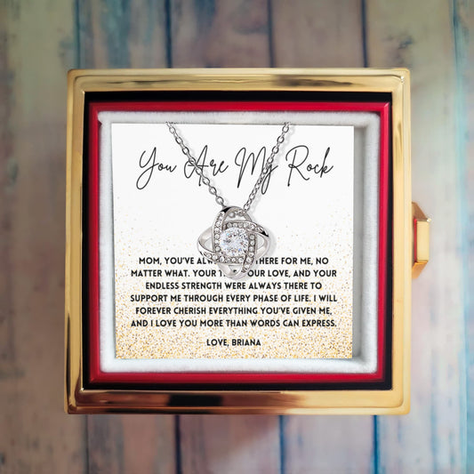 Mom, You Are My Rock Necklace | Mother Appreciation Jewelry for Birthday, Christmas, or Mother’s Day