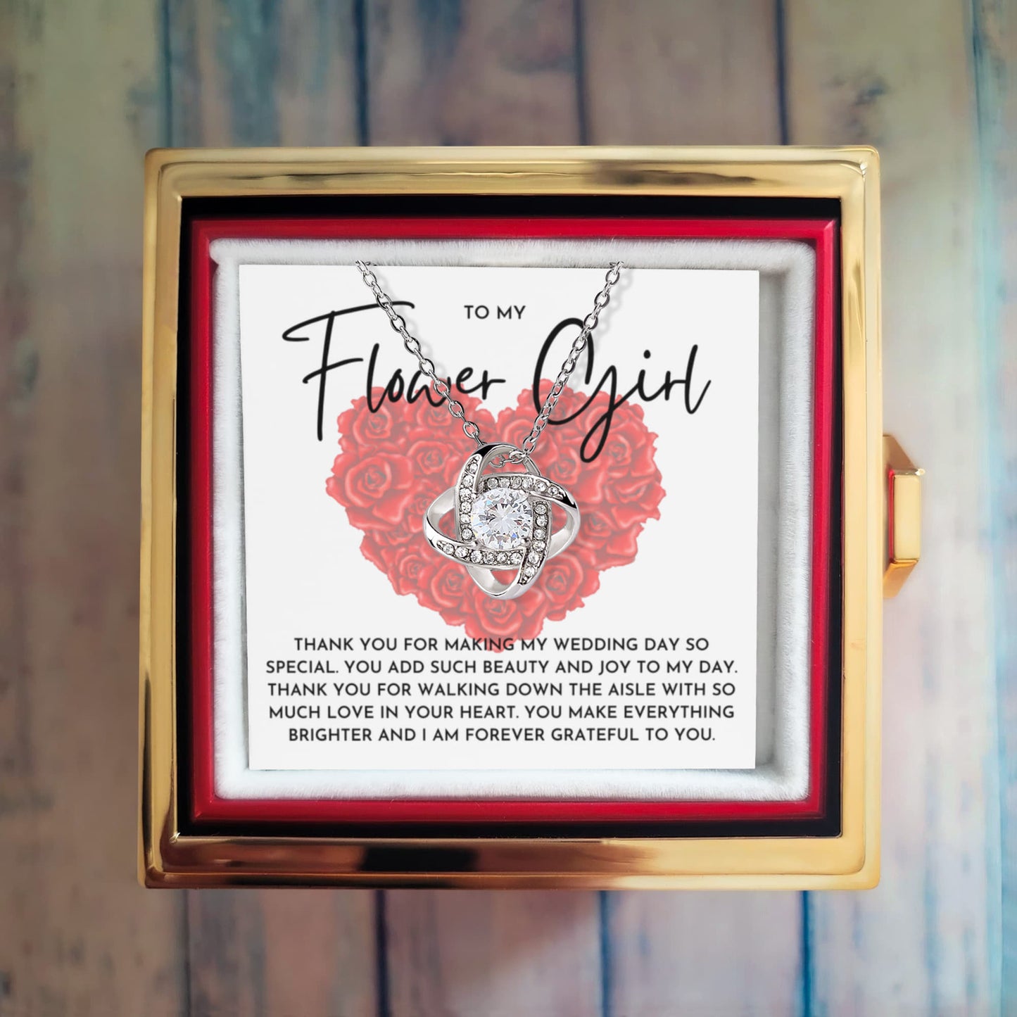 Thank You Flower Girl Necklace Gift | Wedding Day Keepsake Jewelry