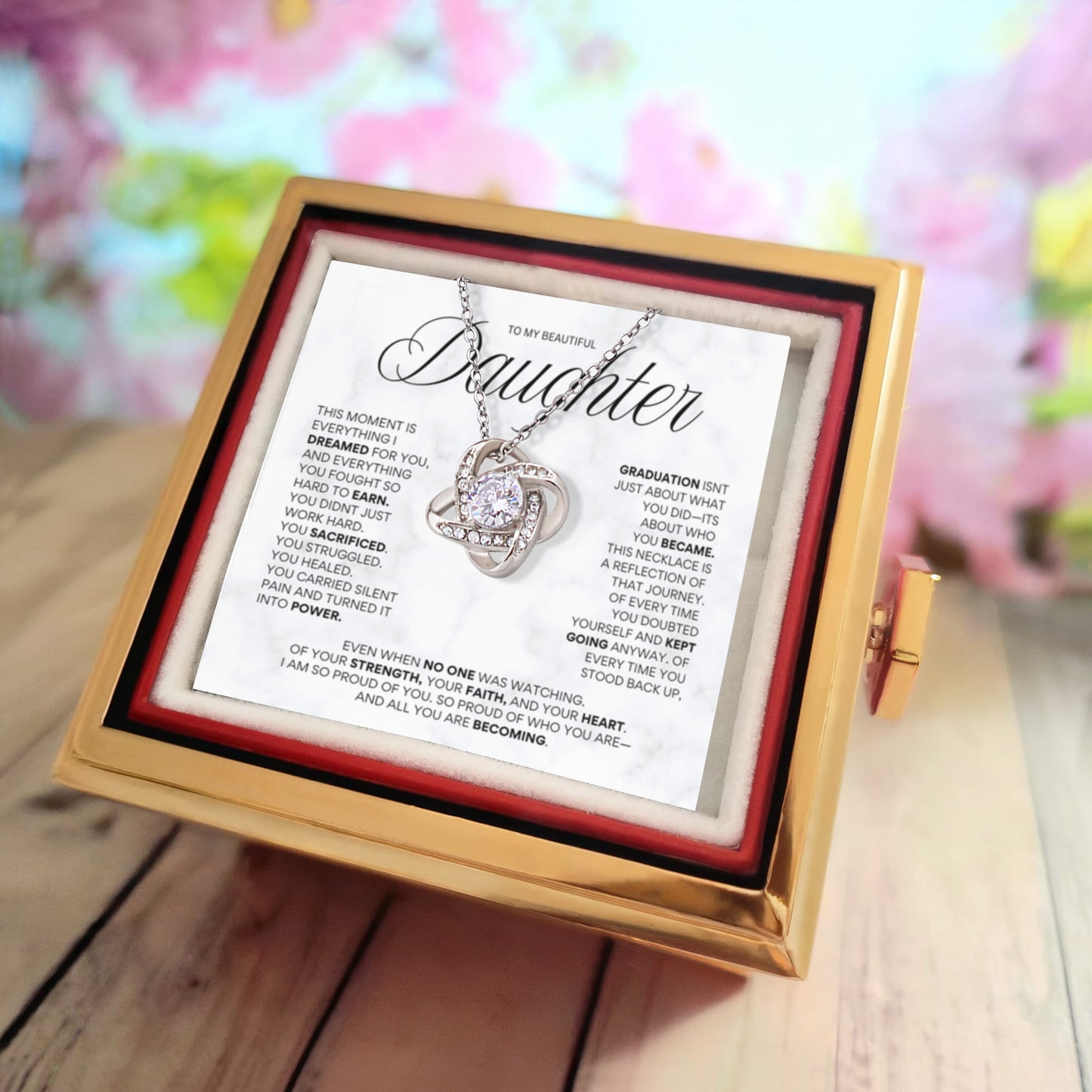 To My Daughter Graduation Necklace | Empowering Gift with Message Card