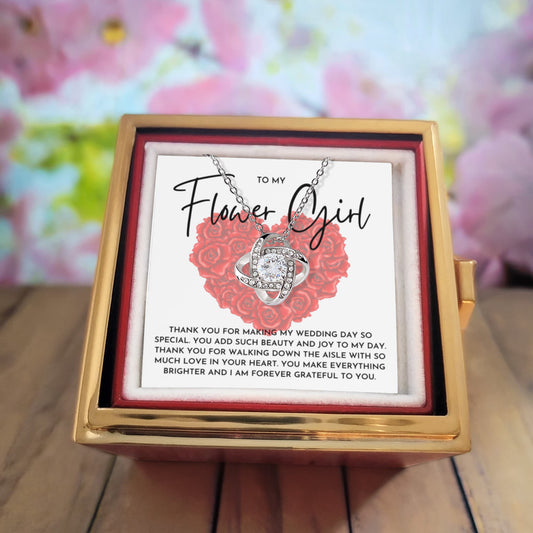 Thank You Flower Girl Necklace Gift | Wedding Day Keepsake Jewelry