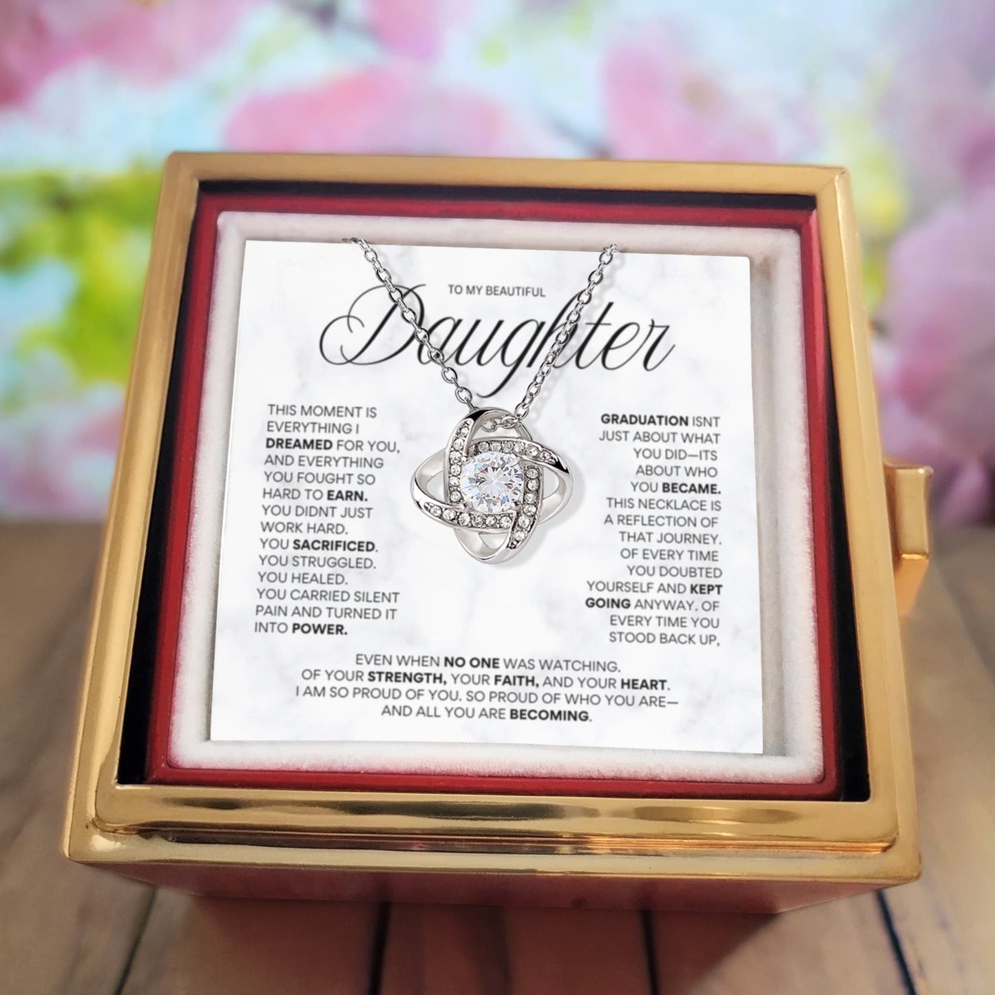 To My Daughter Graduation Necklace | Empowering Gift with Message Card