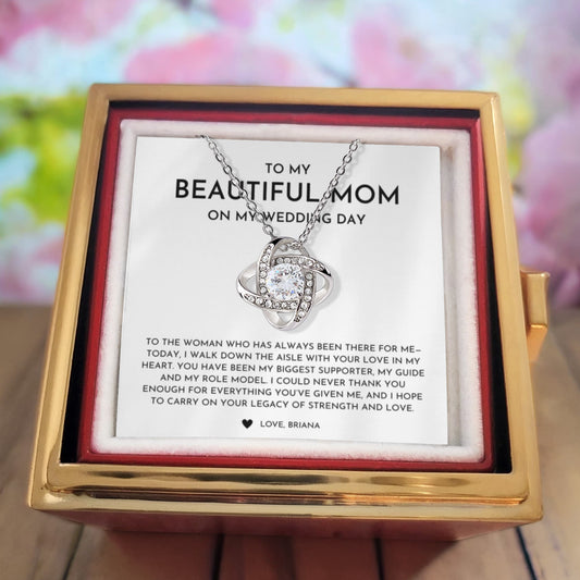 Wedding Day Necklace Gift for Mom from Daughter | Love Knot Jewelry