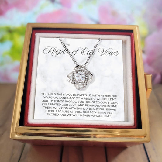Keeper of Our Vows Necklace Officiant Gift | Sacred Wedding Day Thank You