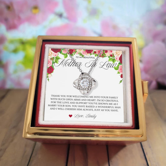 Mother-in-Law Gift from Bride | Wedding Day Necklace with Message Card