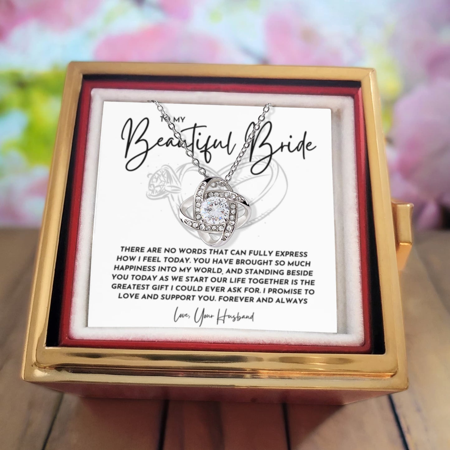 To My Bride Necklace from Groom | Wedding Day Love Knot Gift