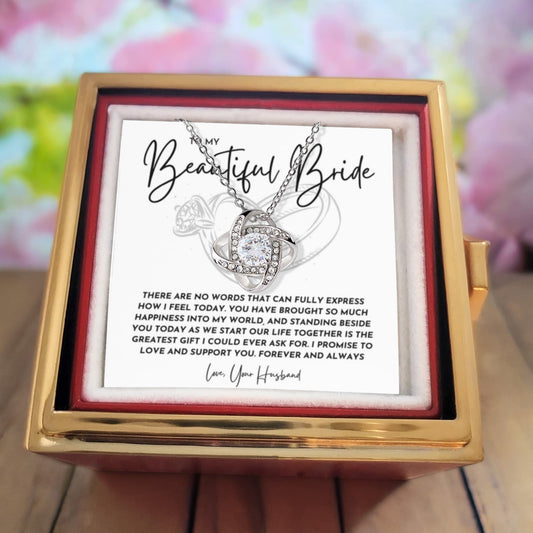To My Bride Necklace from Groom | Wedding Day Love Knot Gift