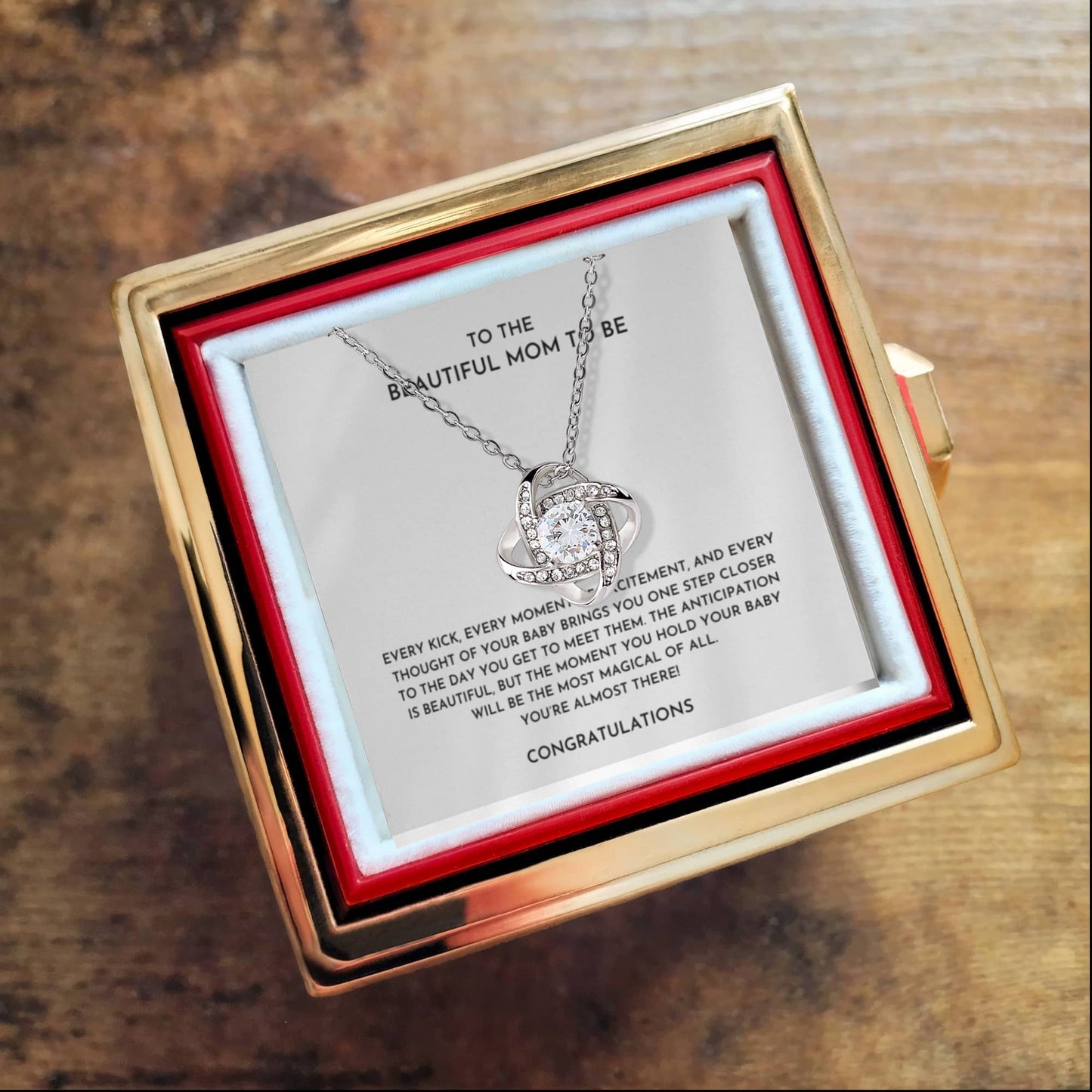 To The Beautiful Mom To Be - Love Knot Necklace